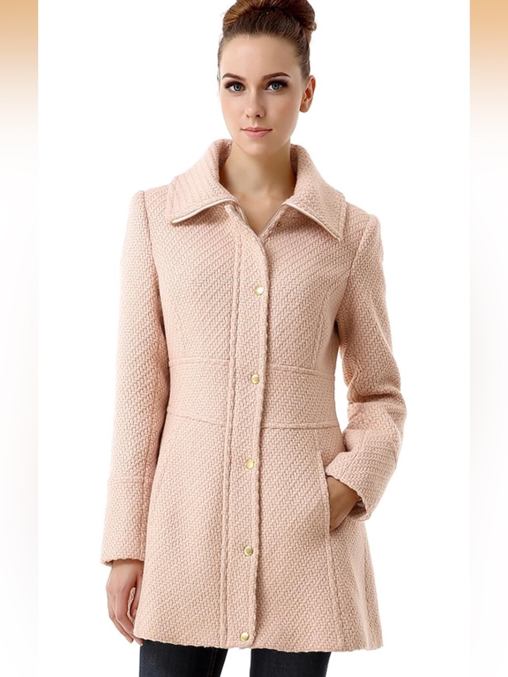 BGSD Tailored Blush Pink Textured Wool Blend Coat Size M